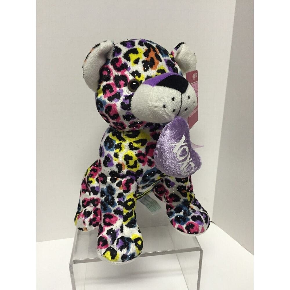 Red and Pink - White Ribbon Leopard Plush - 9in